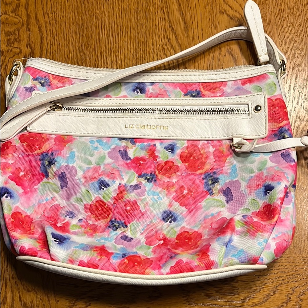 Liz Claiborne Floral Crossbody Bag and matching wallet- Multicolor